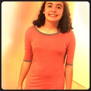 Red and Grey LulaRoe Julia Baseball Tee Dress